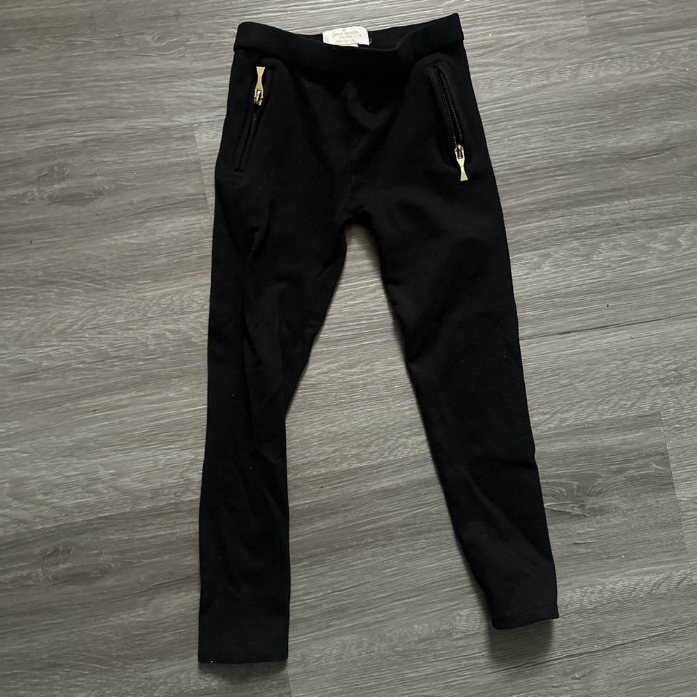Kate Spade Black Kids Leggings with Gold Zippers